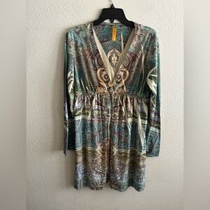 Justified Bohemian  Elegant Multicolor Patterned Righstones Details Cardigan XL